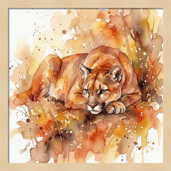 Cougar In Watercolor Splendor
