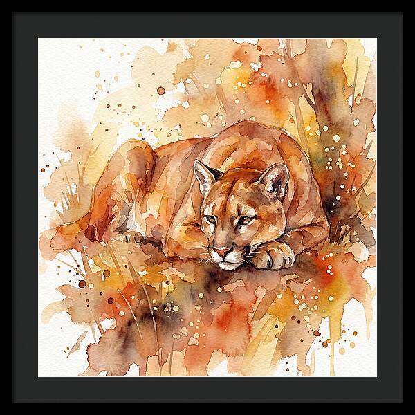 Cougar In Watercolor Splendor