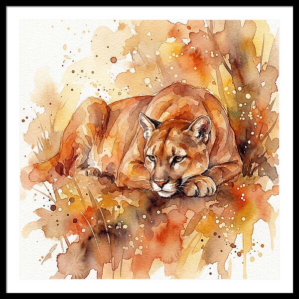 Cougar In Watercolor Splendor