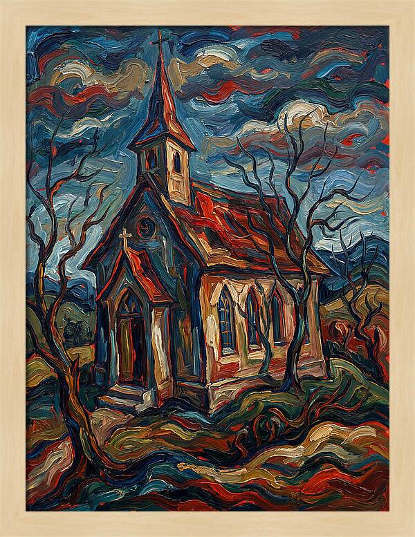 Country Church In Expressionist Style
