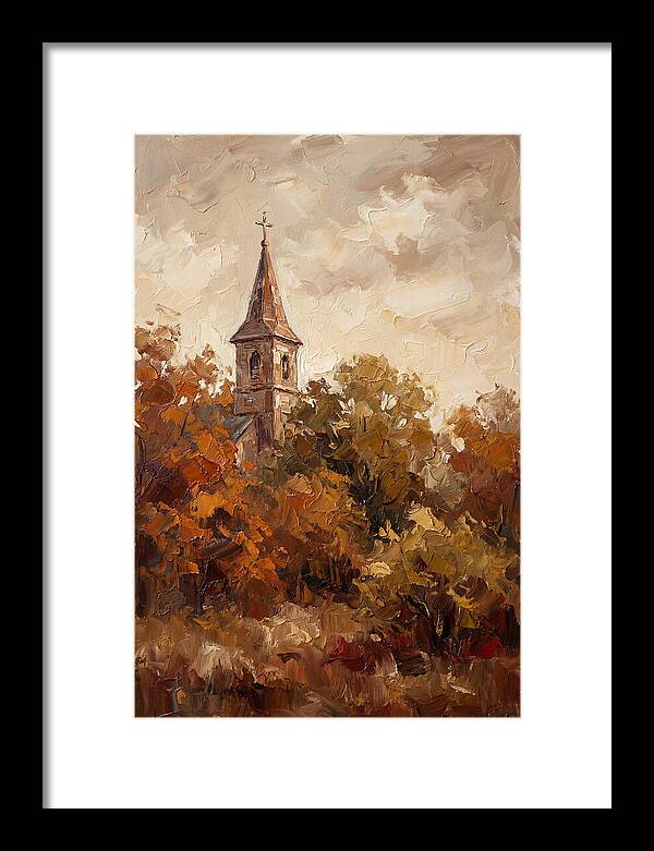 Country Church Steeple Among Autumn Trees