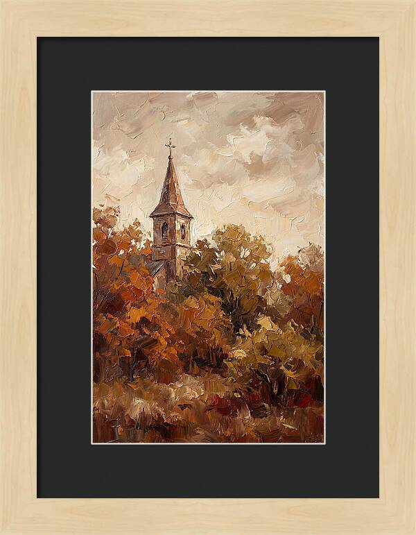 Country Church Steeple Among Autumn Trees