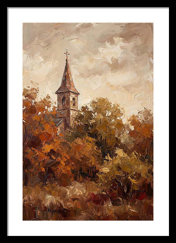 Country Church Steeple Among Autumn Trees