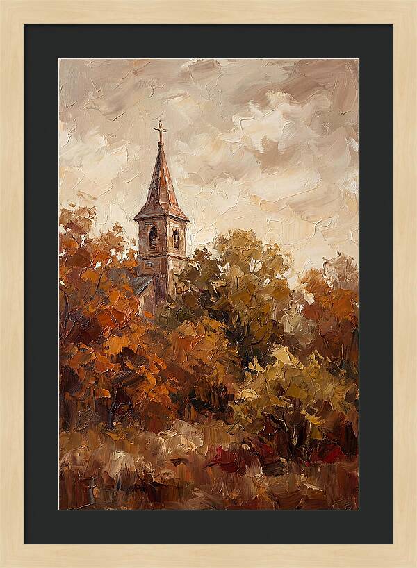 Country Church Steeple Among Autumn Trees