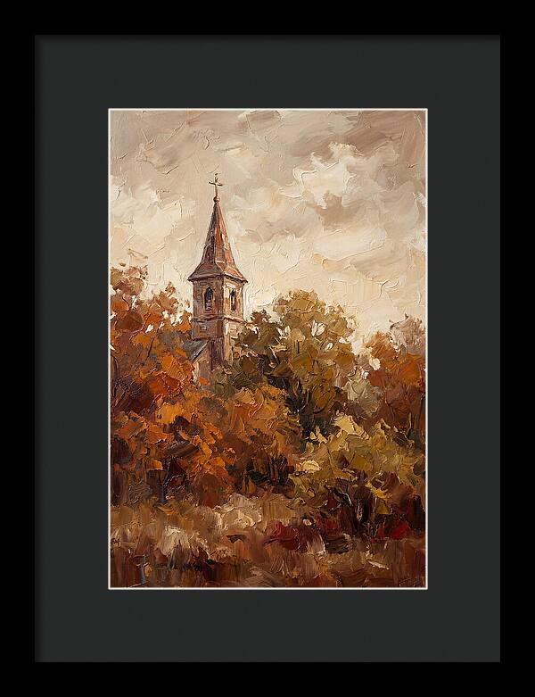 Country Church Steeple Among Autumn Trees