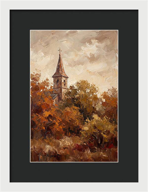 Country Church Steeple Among Autumn Trees