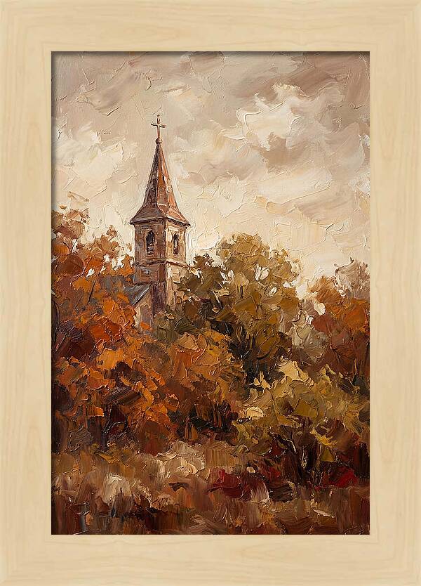 Country Church Steeple Among Autumn Trees