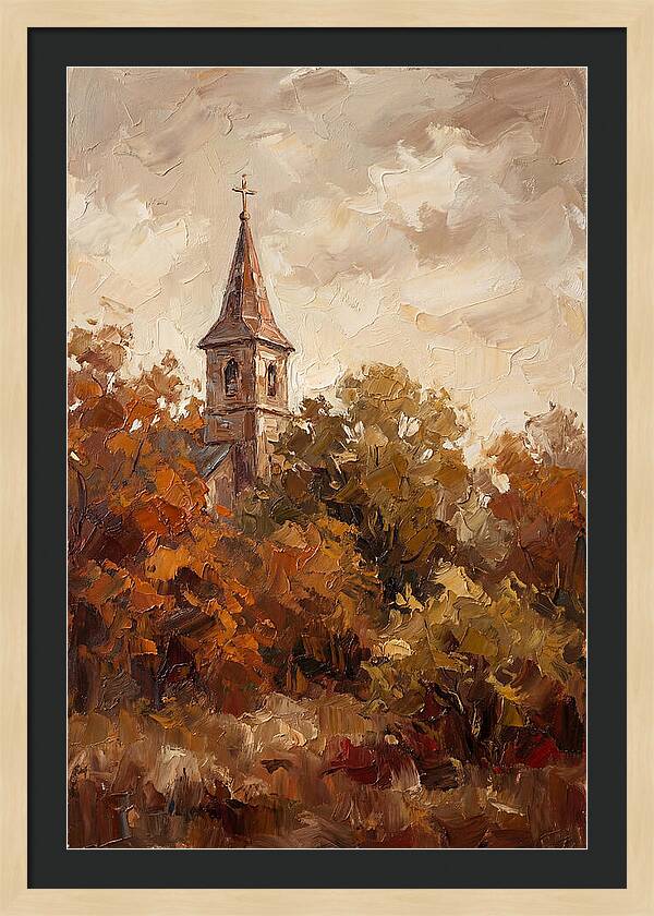 Country Church Steeple Among Autumn Trees