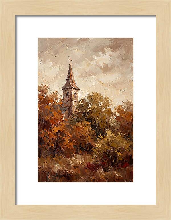Country Church Steeple Among Autumn Trees