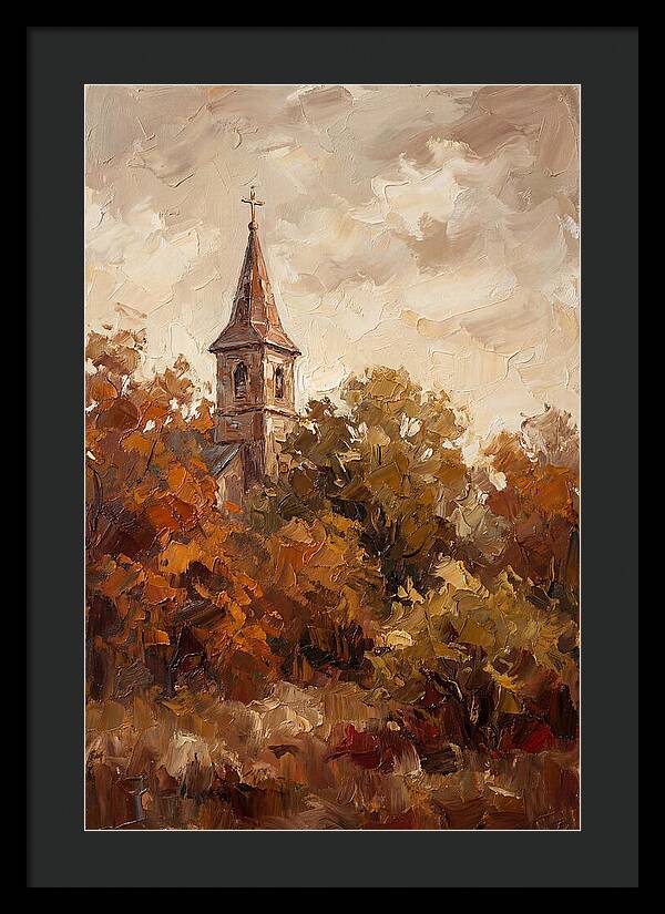 Country Church Steeple Among Autumn Trees