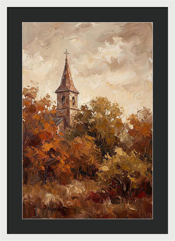 Country Church Steeple Among Autumn Trees