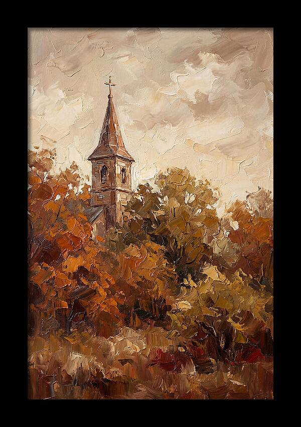 Country Church Steeple Among Autumn Trees