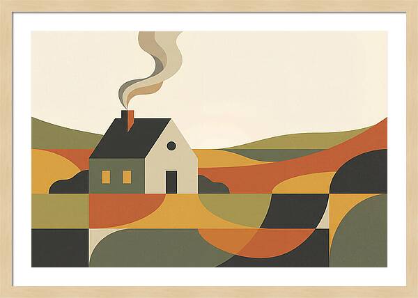 Country Cottage With Smoke Rising