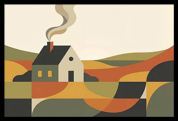 Country Cottage With Smoke Rising