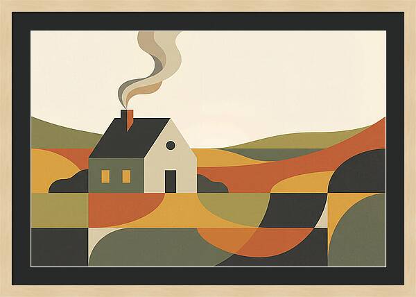 Country Cottage With Smoke Rising