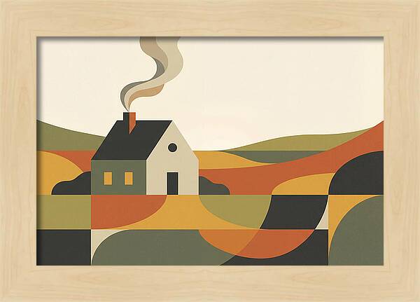 Country Cottage With Smoke Rising