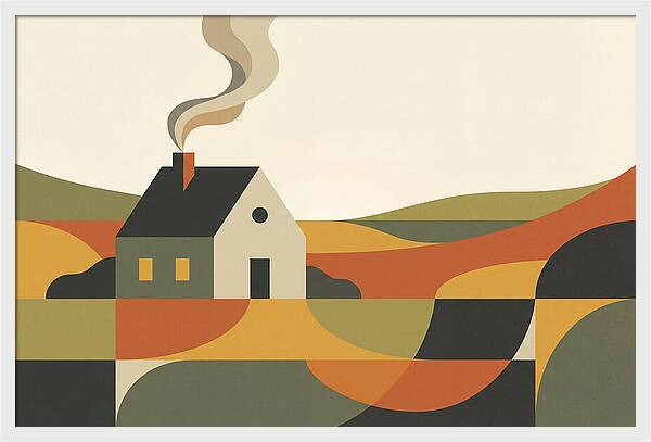 Country Cottage With Smoke Rising