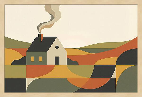 Country Cottage With Smoke Rising