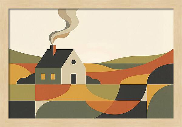 Country Cottage With Smoke Rising
