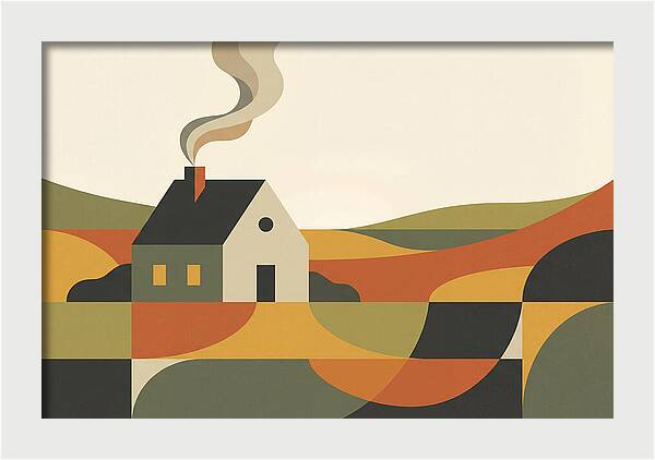 Country Cottage With Smoke Rising