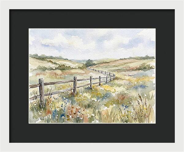 Country Fence In Watercolor
