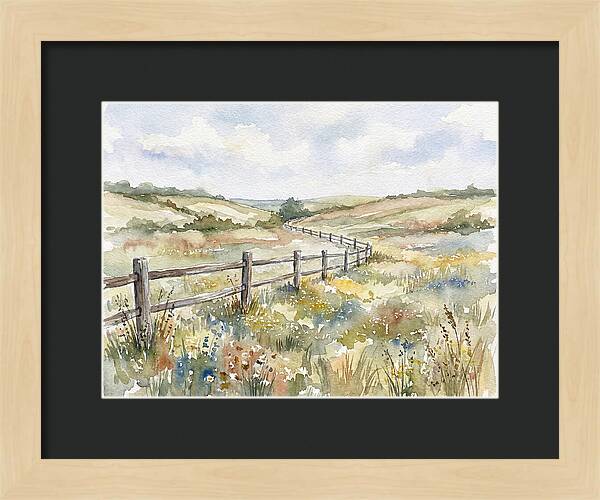 Country Fence In Watercolor