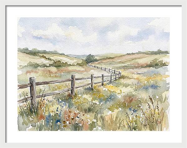 Country Fence In Watercolor