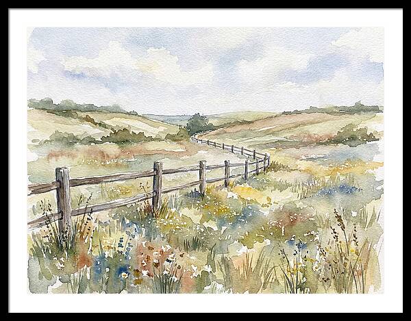Country Fence In Watercolor