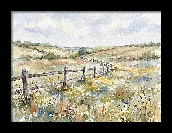Country Fence In Watercolor