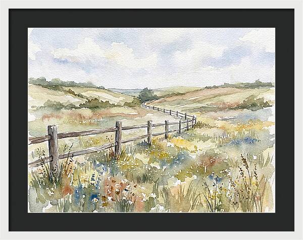 Country Fence In Watercolor