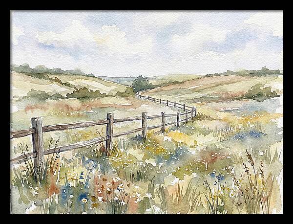 Country Fence In Watercolor