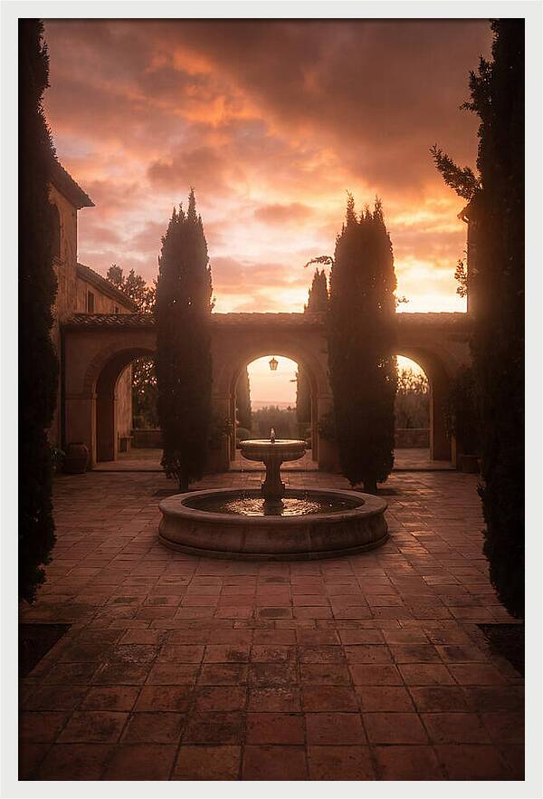 Courtyard Serenity At Dusk