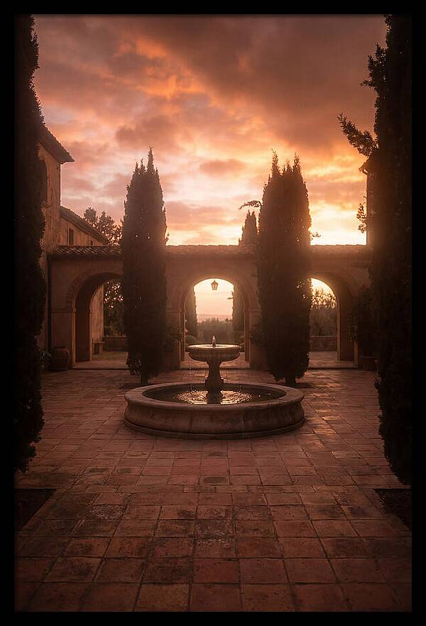 Courtyard Serenity At Dusk