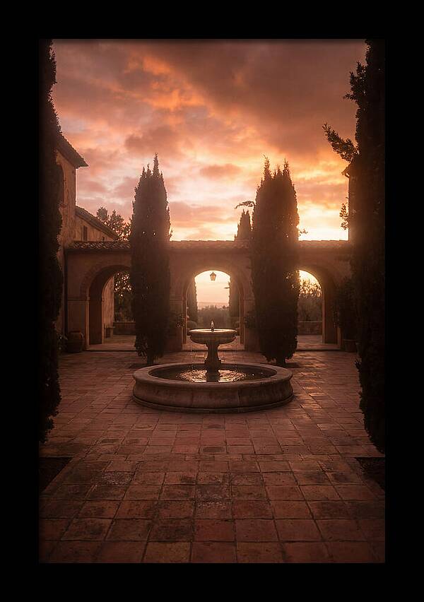 Courtyard Serenity At Dusk