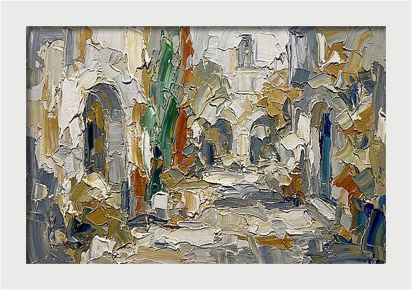 Courtyard Serenity In Palette Knife