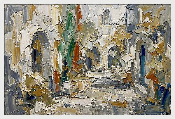 Courtyard Serenity In Palette Knife
