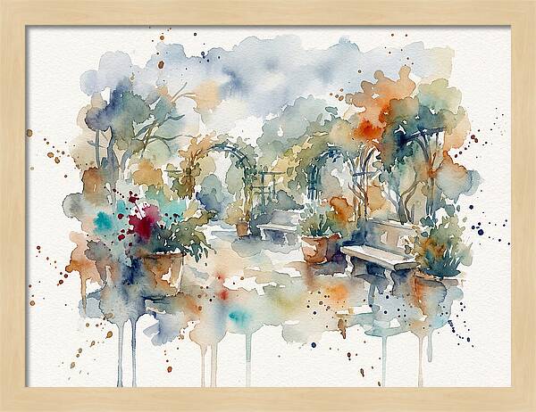 Courtyard Serenity In Watercolor