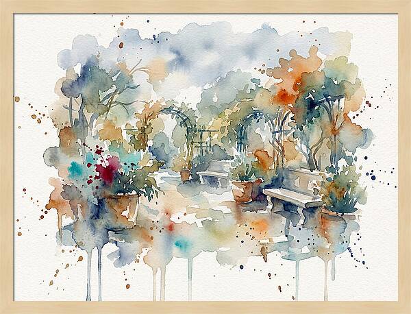 Courtyard Serenity In Watercolor