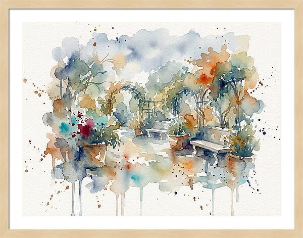 Courtyard Serenity In Watercolor