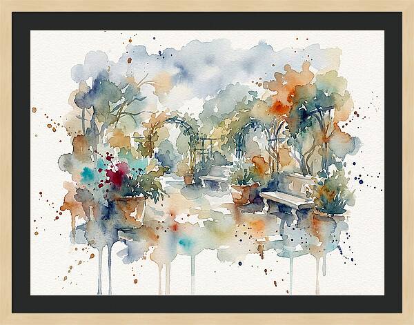 Courtyard Serenity In Watercolor