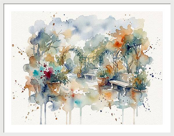Courtyard Serenity In Watercolor