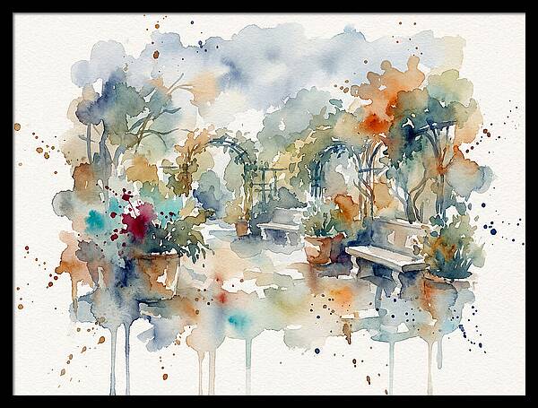 Courtyard Serenity In Watercolor