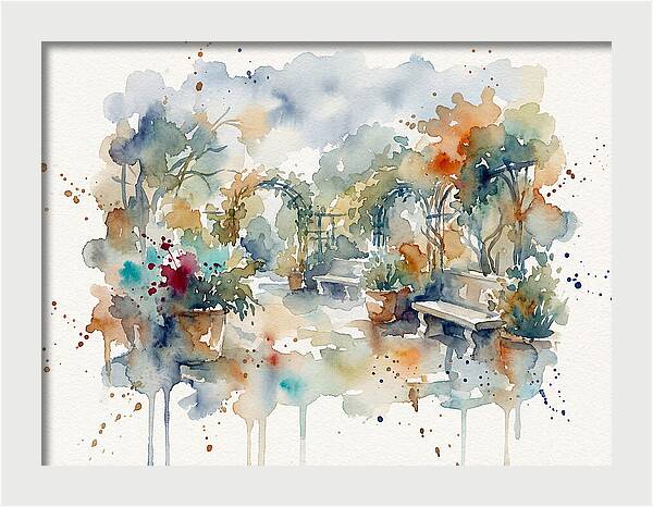 Courtyard Serenity In Watercolor
