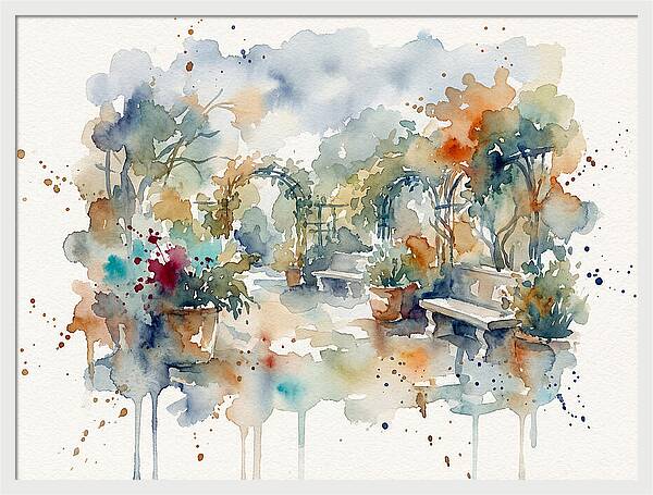 Courtyard Serenity In Watercolor