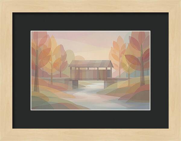 Covered Bridge Framed By Fall Foliage
