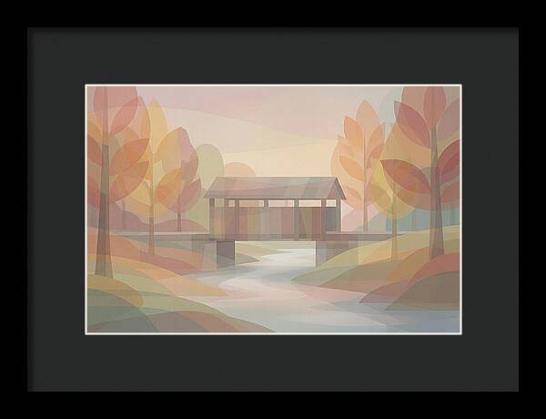 Covered Bridge Framed By Fall Foliage