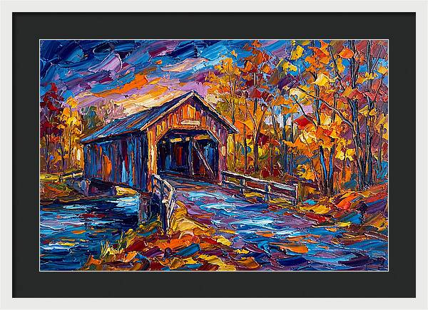 Covered Bridge In Autumn Colors