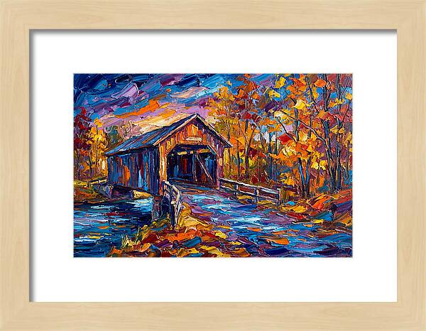 Covered Bridge In Autumn Colors
