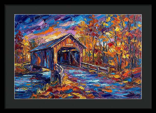 Covered Bridge In Autumn Colors