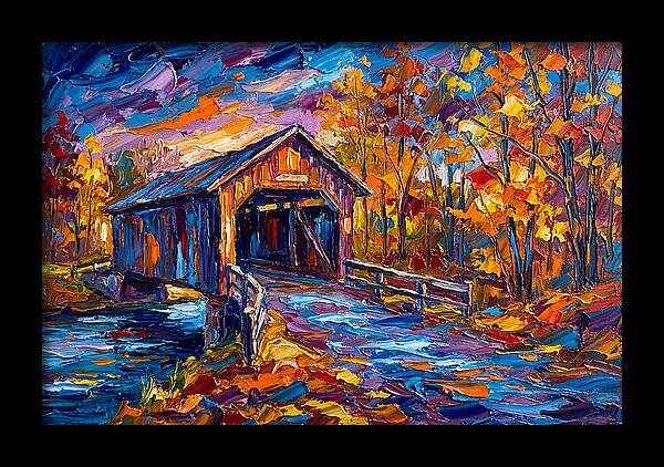 Covered Bridge In Autumn Colors